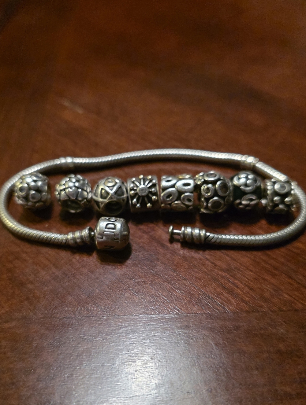 All Retired Original Pandora Moments 7.5 " Snake Chain 1 Clasp 7 Charms